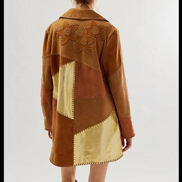 Free People We the Free Flowers on the Wall Suede Patchwork Jacket NWOT - Picture 3 of 9